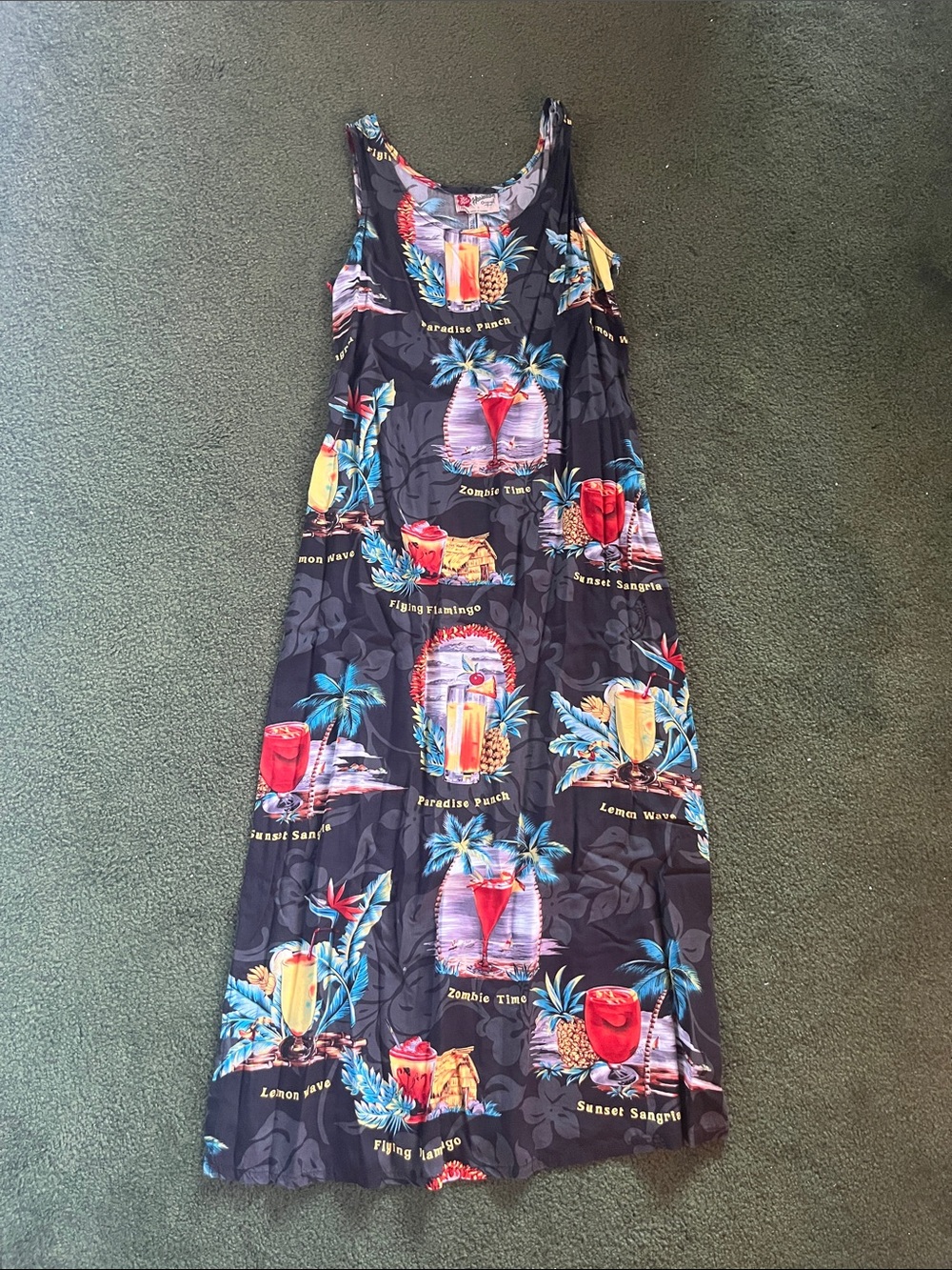 Vintage Hilo Hattie Hawaiian Cocktail Print Maxi Dress - Bright Tropical